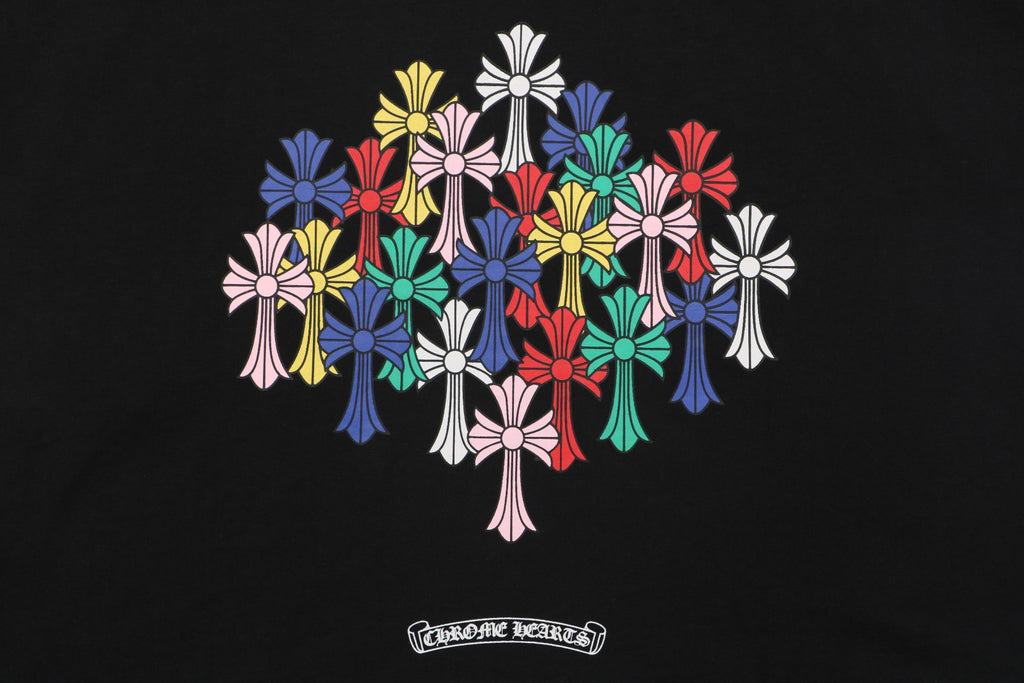 Chrome Hearts Sanskrit Scroll Multicolor Cross Fleur Print Long-Sleeve T-Shirt Black
