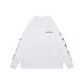 Chrome Hearts Sanskrit Scroll Multicolor Cross Fleur Print Long-Sleeve T-Shirt White
