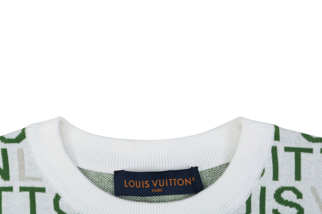 Louis Vuitton All-Over Letter Jacquard Short-Sleeve T-Shirt Grey Green