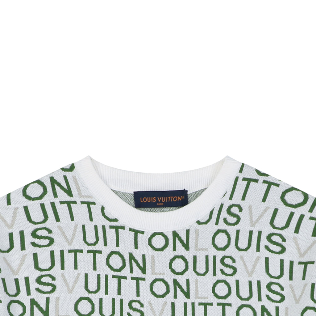 Louis Vuitton All-Over Letter Jacquard Short-Sleeve T-Shirt Grey Green