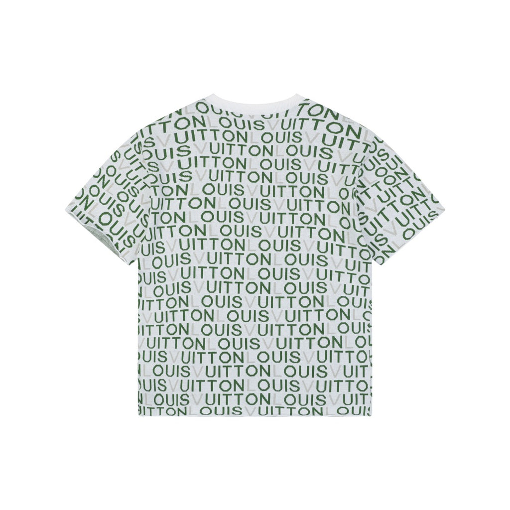 Louis Vuitton All-Over Letter Jacquard Short-Sleeve T-Shirt Grey Green