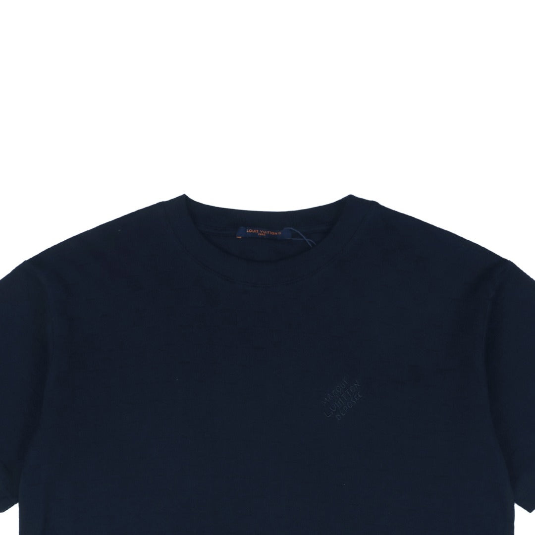 Louis Vuitton SS24 Checkerboard Jacquard Piqué Short-Sleeve T-Shirt Navy
