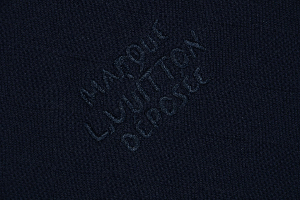 Louis Vuitton SS24 Checkerboard Jacquard Piqué Short-Sleeve T-Shirt Navy