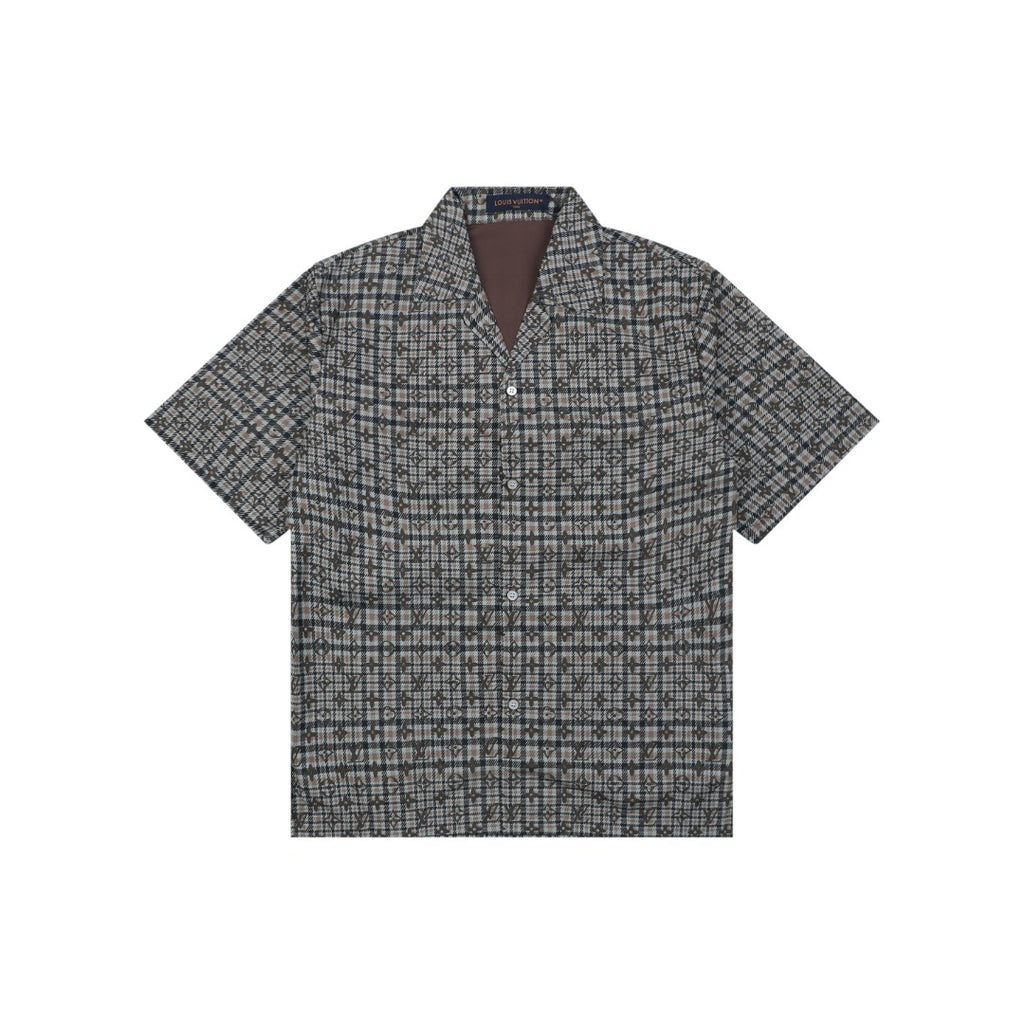 Louis Vuitton Tonal Brown Monogram Check Short-Sleeve Shirt