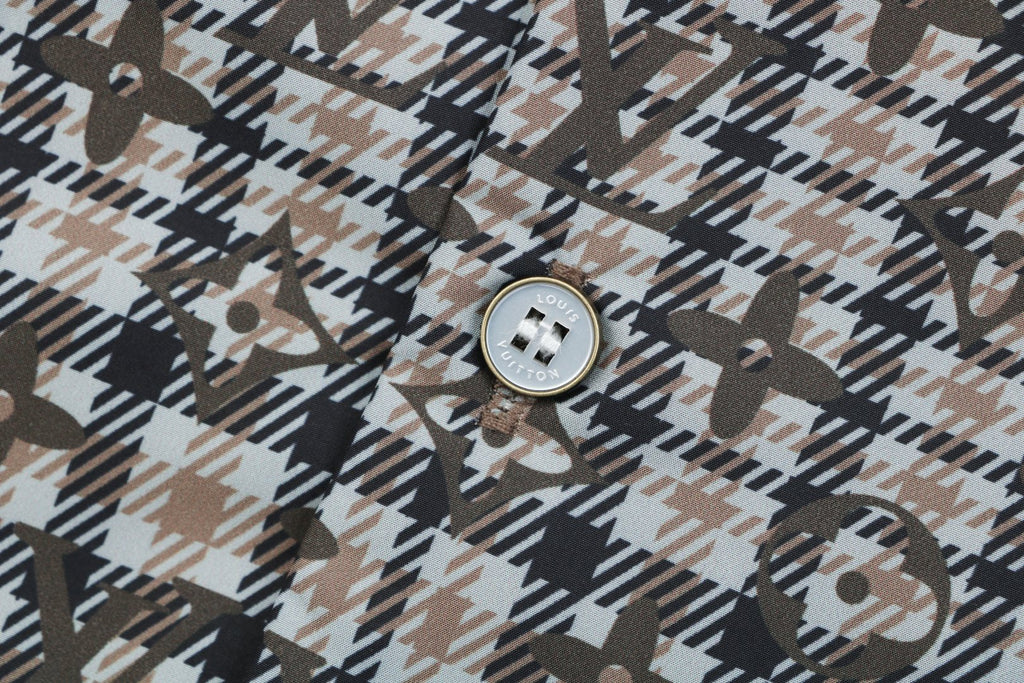 Louis Vuitton Tonal Brown Monogram Check Short-Sleeve Shirt