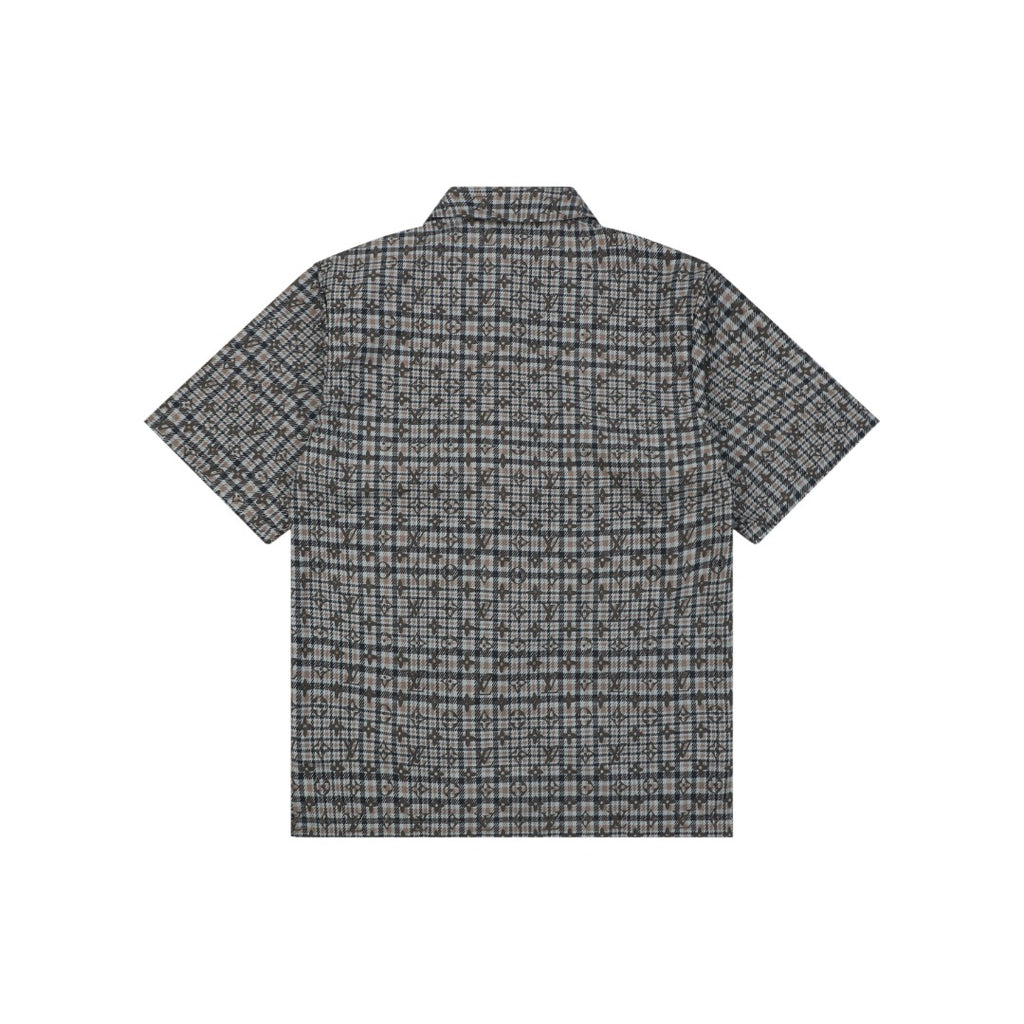 Louis Vuitton Tonal Brown Monogram Check Short-Sleeve Shirt