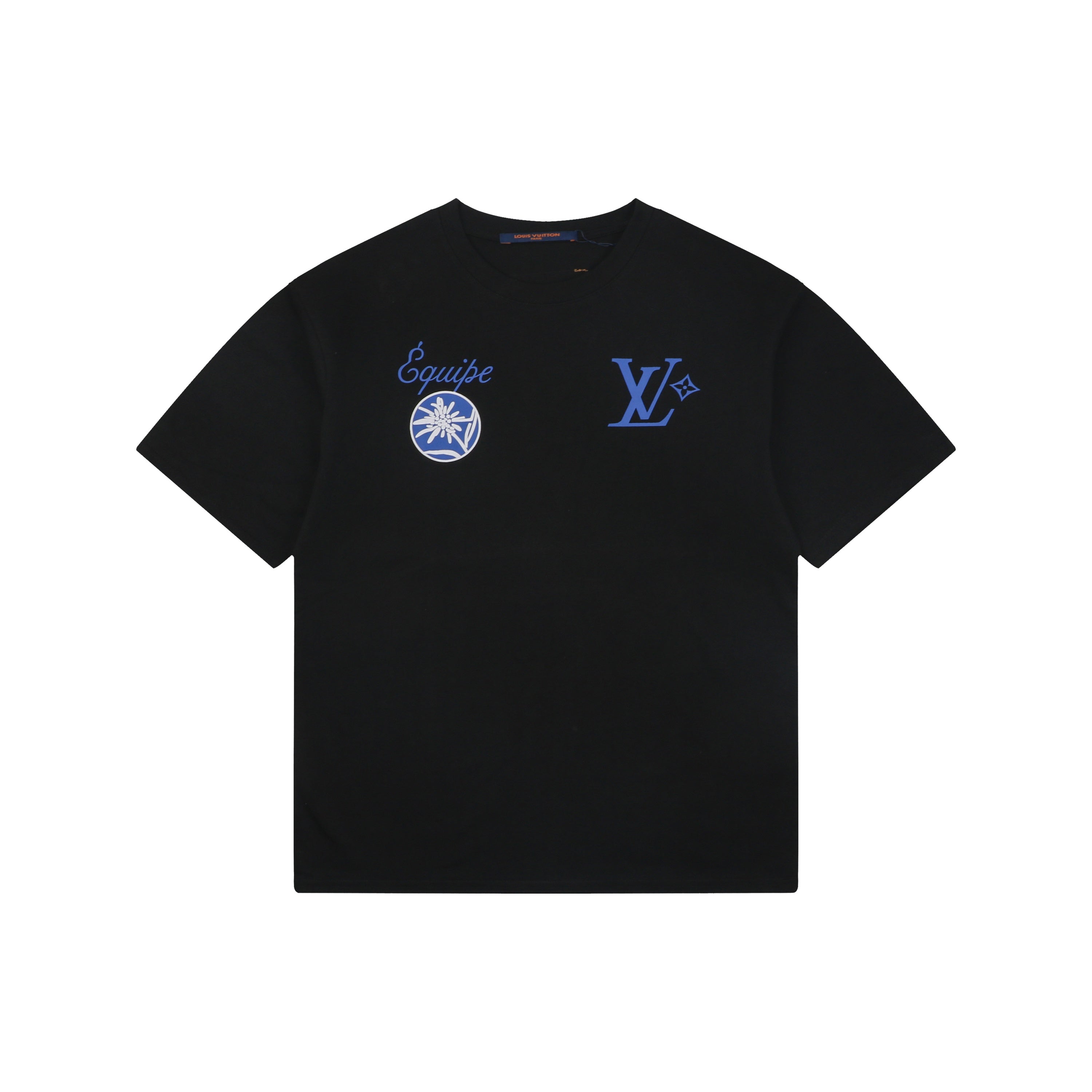 Louis Vuitton Équipe Edelweiss Floral Letter Print Short-Sleeve T-Shirt Black