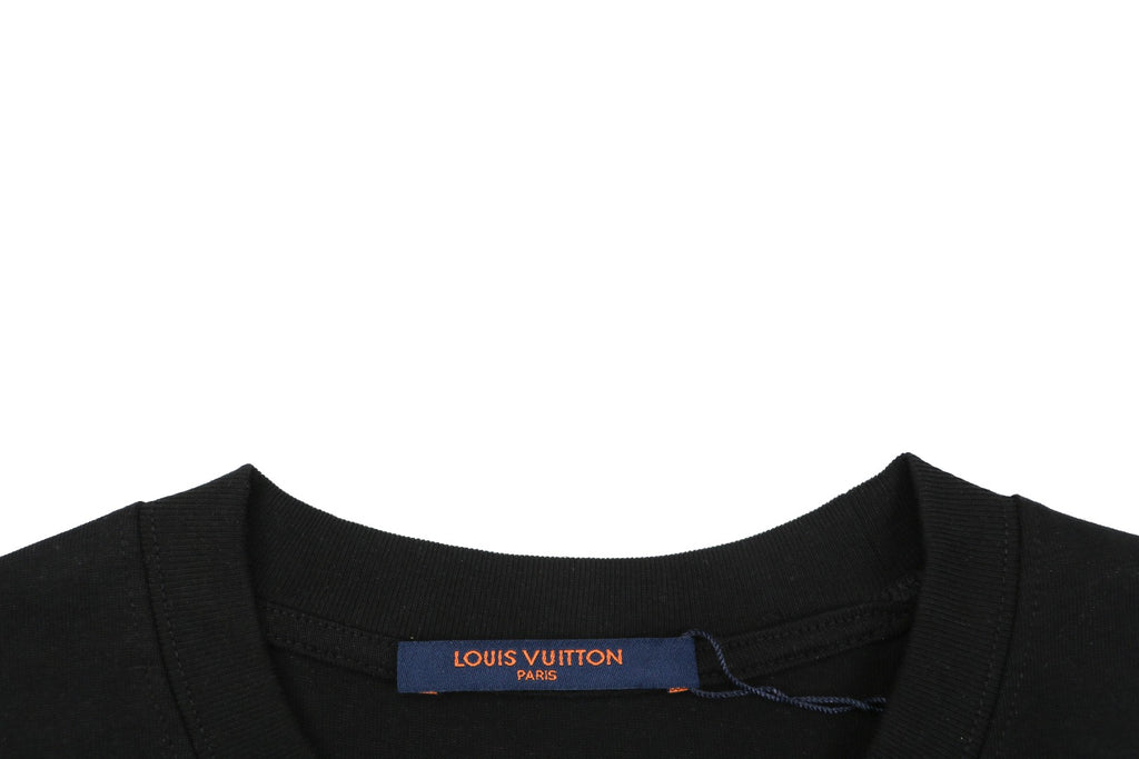 Louis Vuitton Équipe Edelweiss Floral Letter Print Short-Sleeve T-Shirt Black