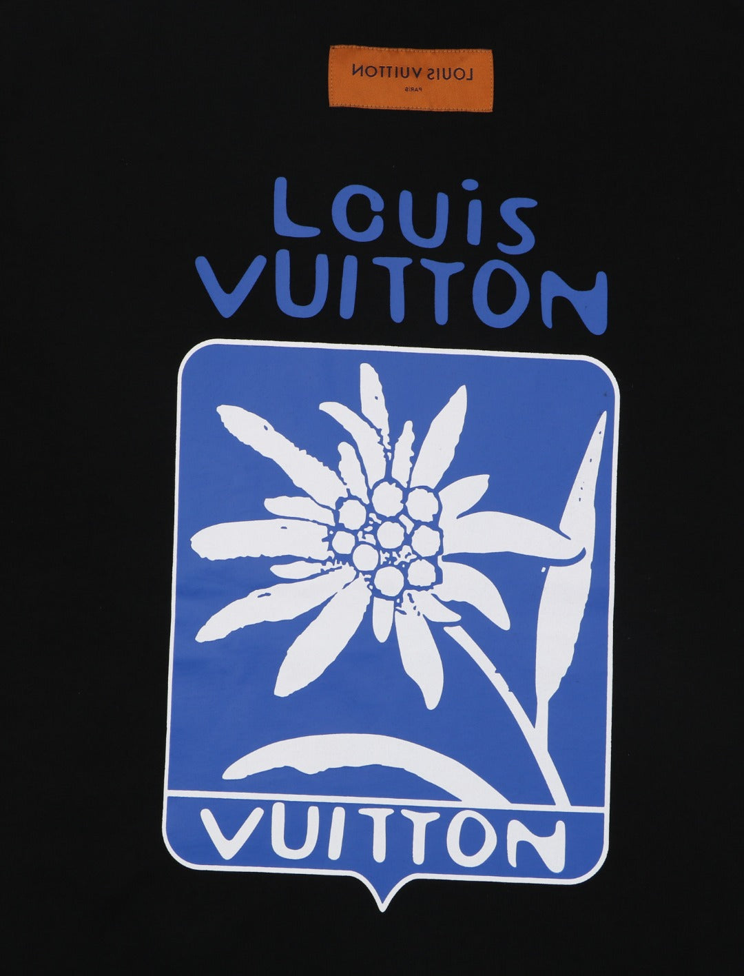 Louis Vuitton Équipe Edelweiss Floral Letter Print Short-Sleeve T-Shirt Black