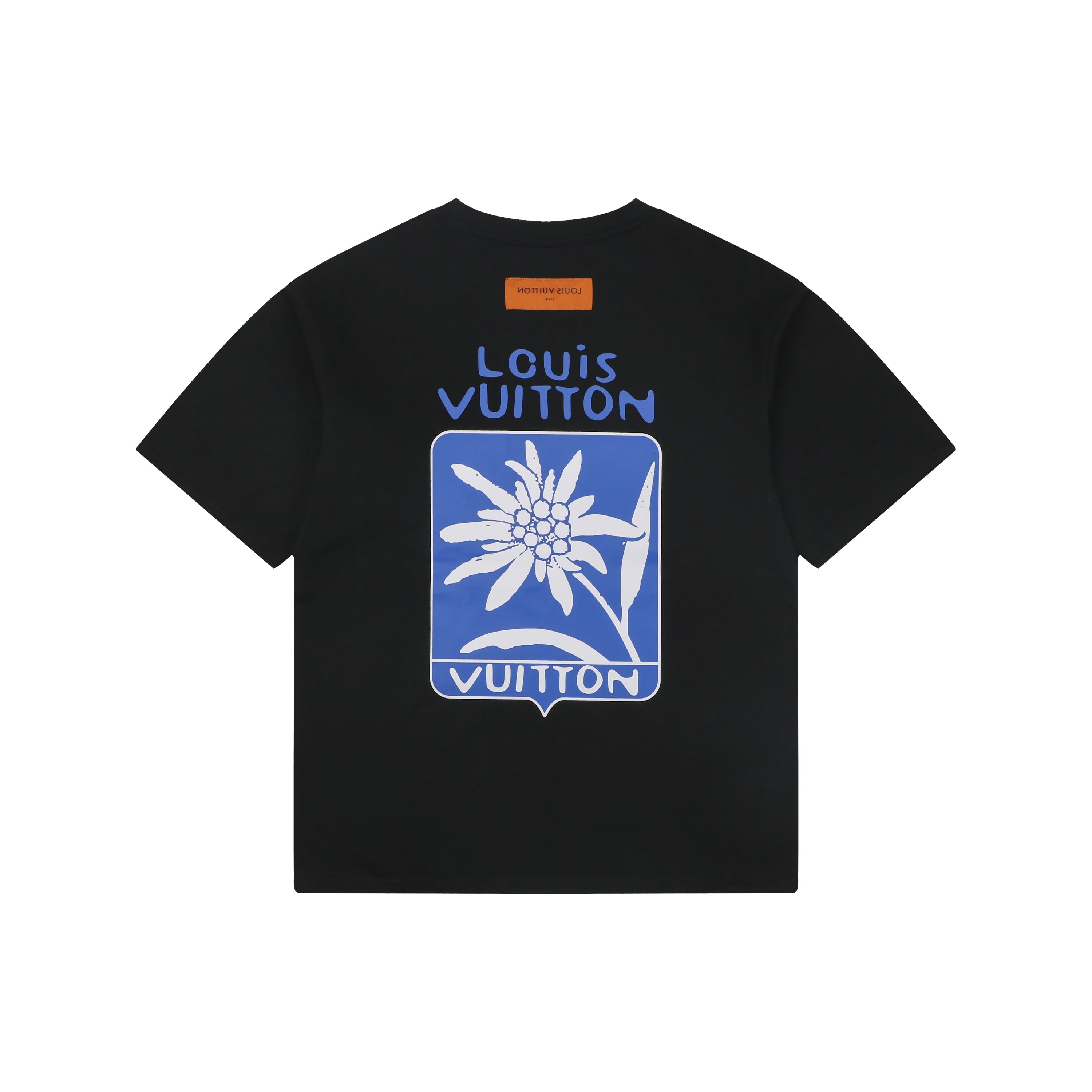 Louis Vuitton Équipe Edelweiss Floral Letter Print Short-Sleeve T-Shirt Black