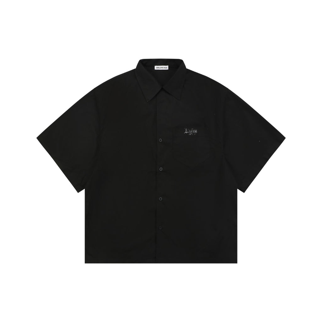 Balenciaga Gothic Letter Print Short Sleeve Shirt