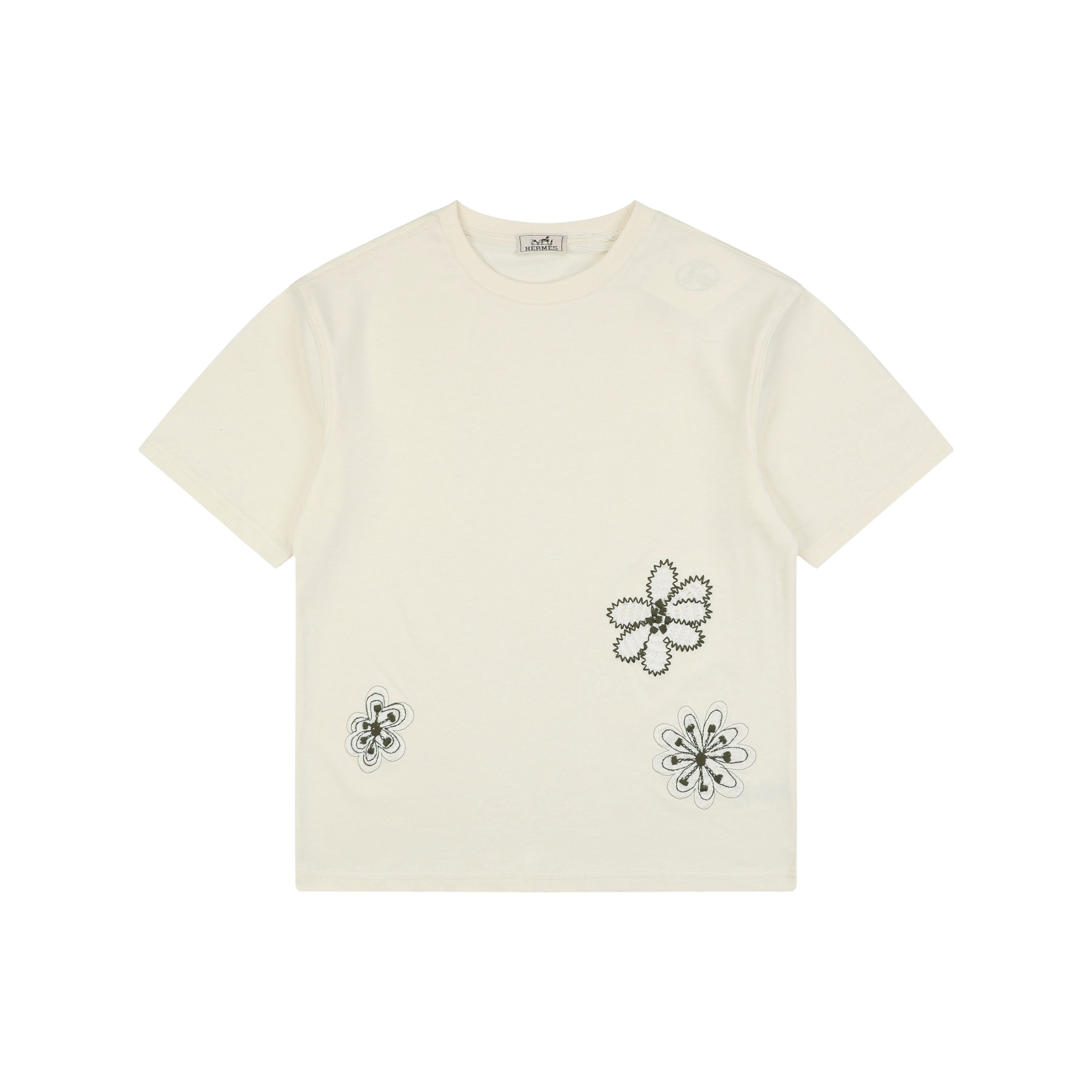 Hermès Openwork Floral Embroidered Short Sleeve T-Shirt