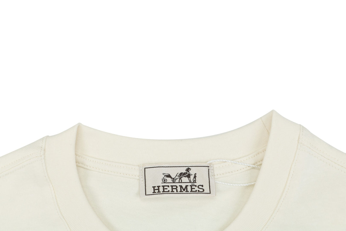 Hermès Openwork Floral Embroidered Short Sleeve T-Shirt