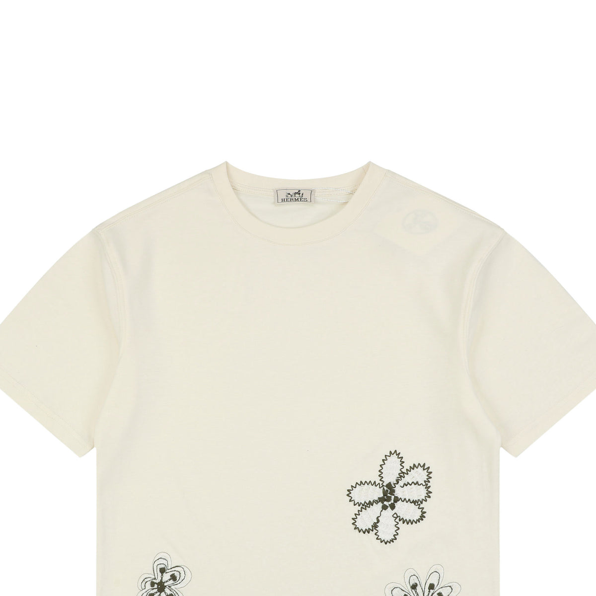 Hermès Openwork Floral Embroidered Short Sleeve T-Shirt