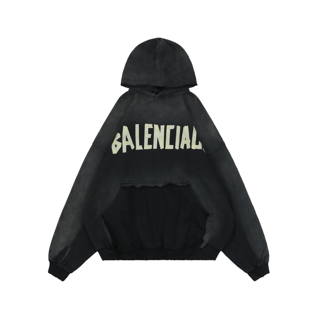Balenciaga Yellow Tape Logo Print Hoodie