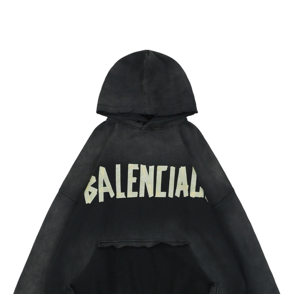 Balenciaga Yellow Tape Logo Print Hoodie