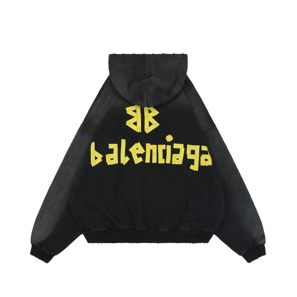 Balenciaga Yellow Tape Logo Print Hoodie