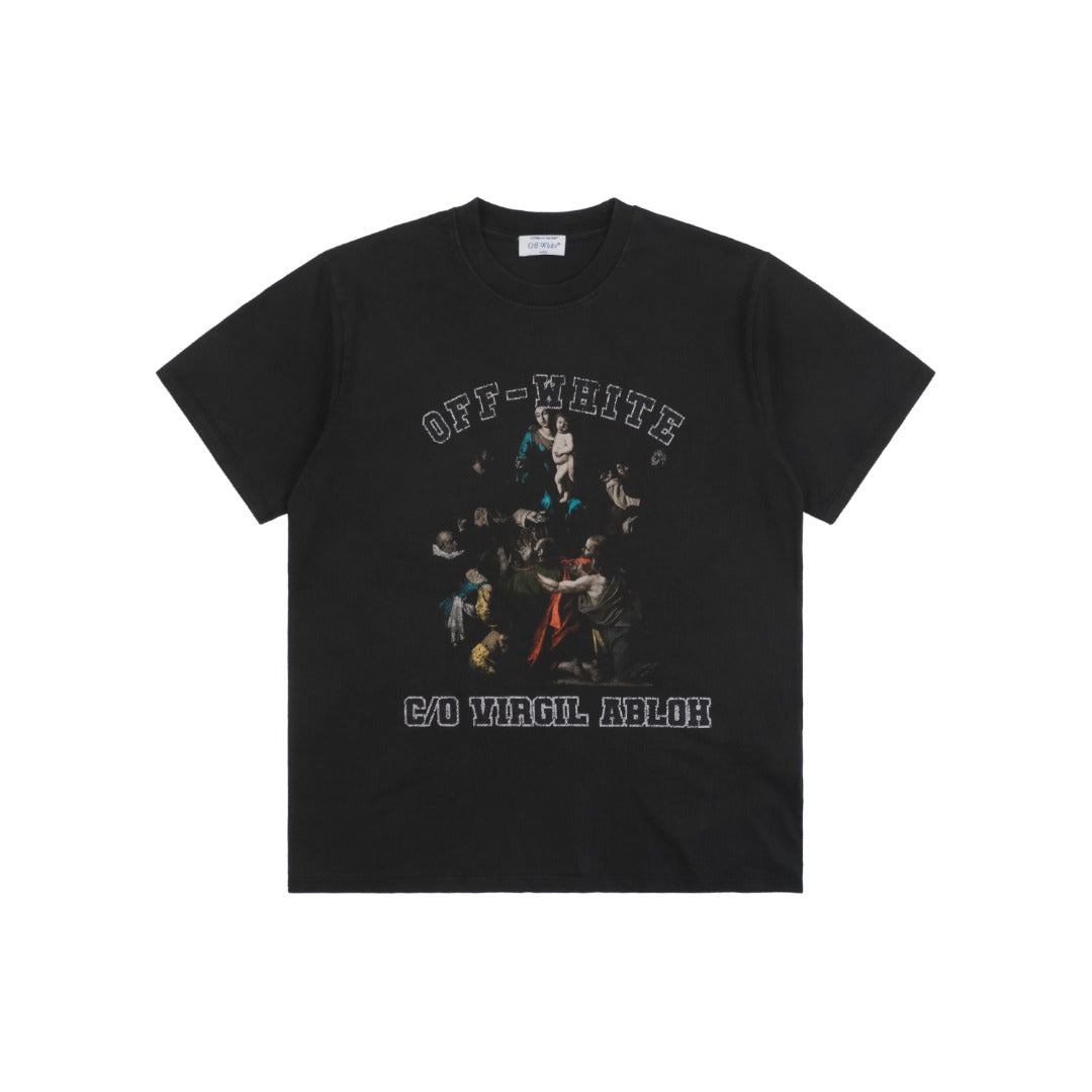 Off-White C/O Virgil Abloh 24SS Madonna Chant Print Washed T-Shirt