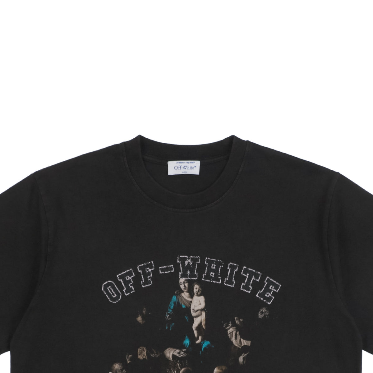 Off-White C/O Virgil Abloh 24SS Madonna Chant Print Washed T-Shirt