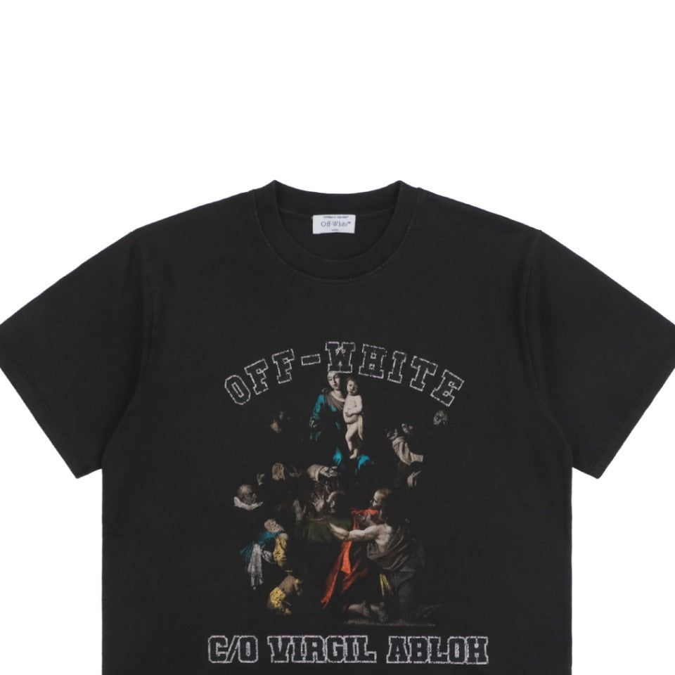 Off-White C/O Virgil Abloh 24SS Madonna Chant Print Washed T-Shirt
