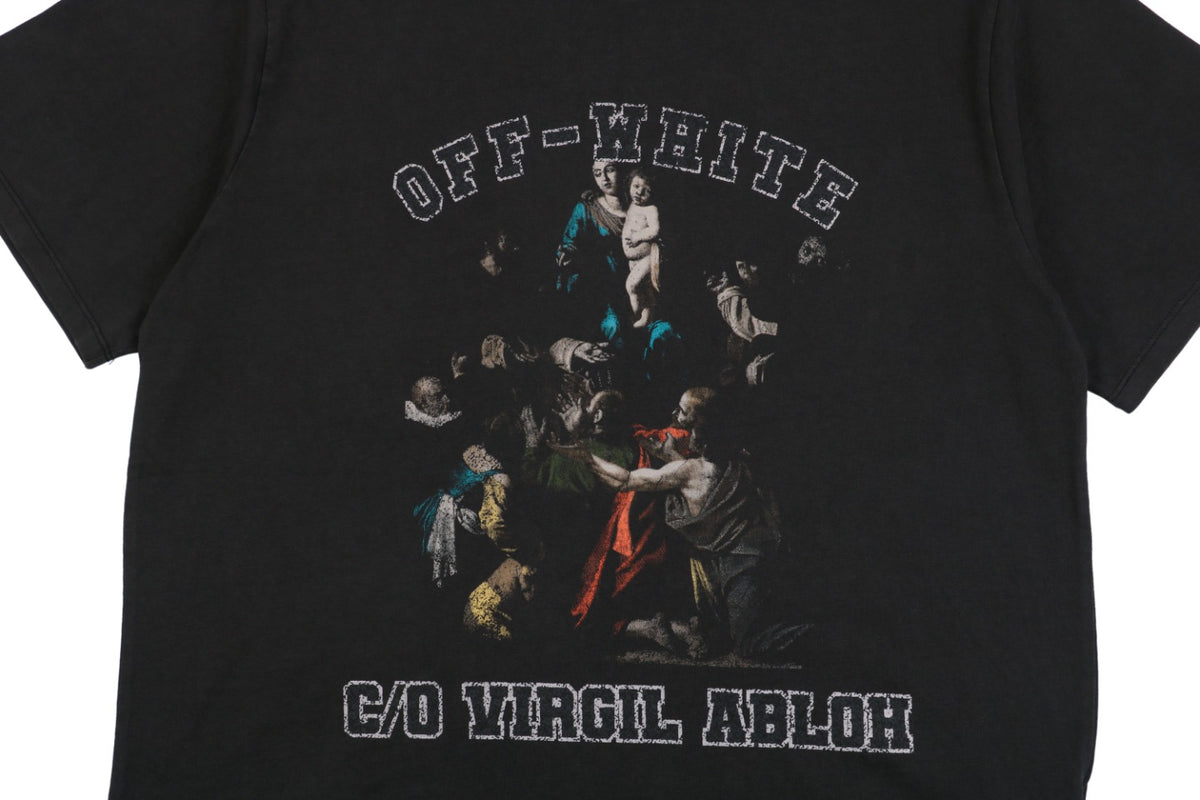 Off-White C/O Virgil Abloh 24SS Madonna Chant Print Washed T-Shirt