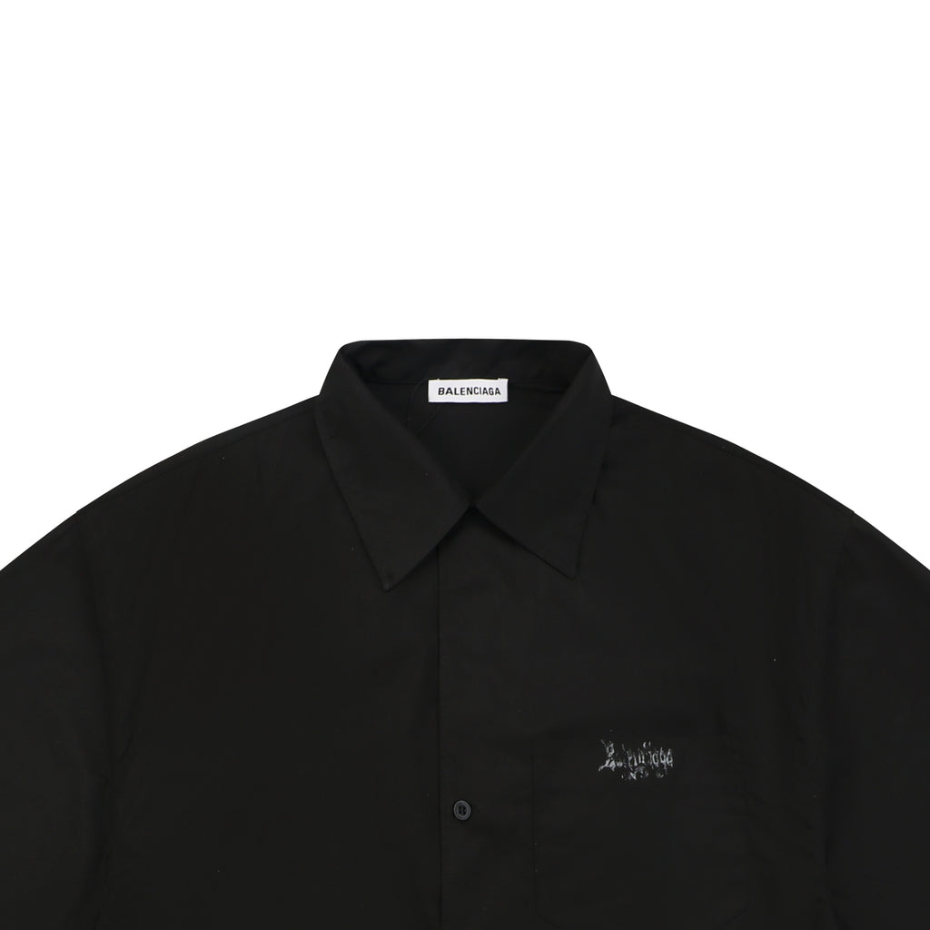 Balenciaga Gothic Letter Print Short Sleeve Shirt