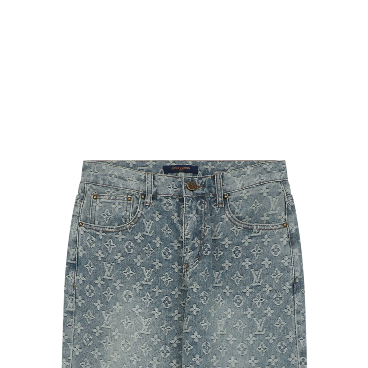 Louis Vuitton Light Blue All-Over Monogram Washed Denim Jeans