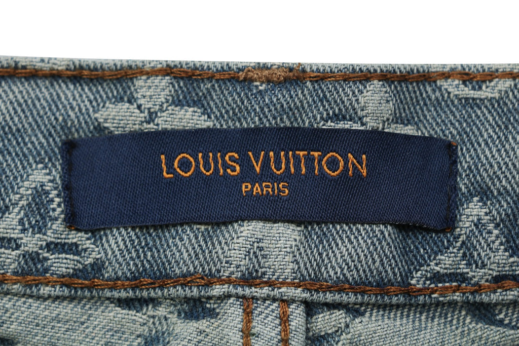 Louis Vuitton Light Blue All-Over Monogram Washed Denim Jeans