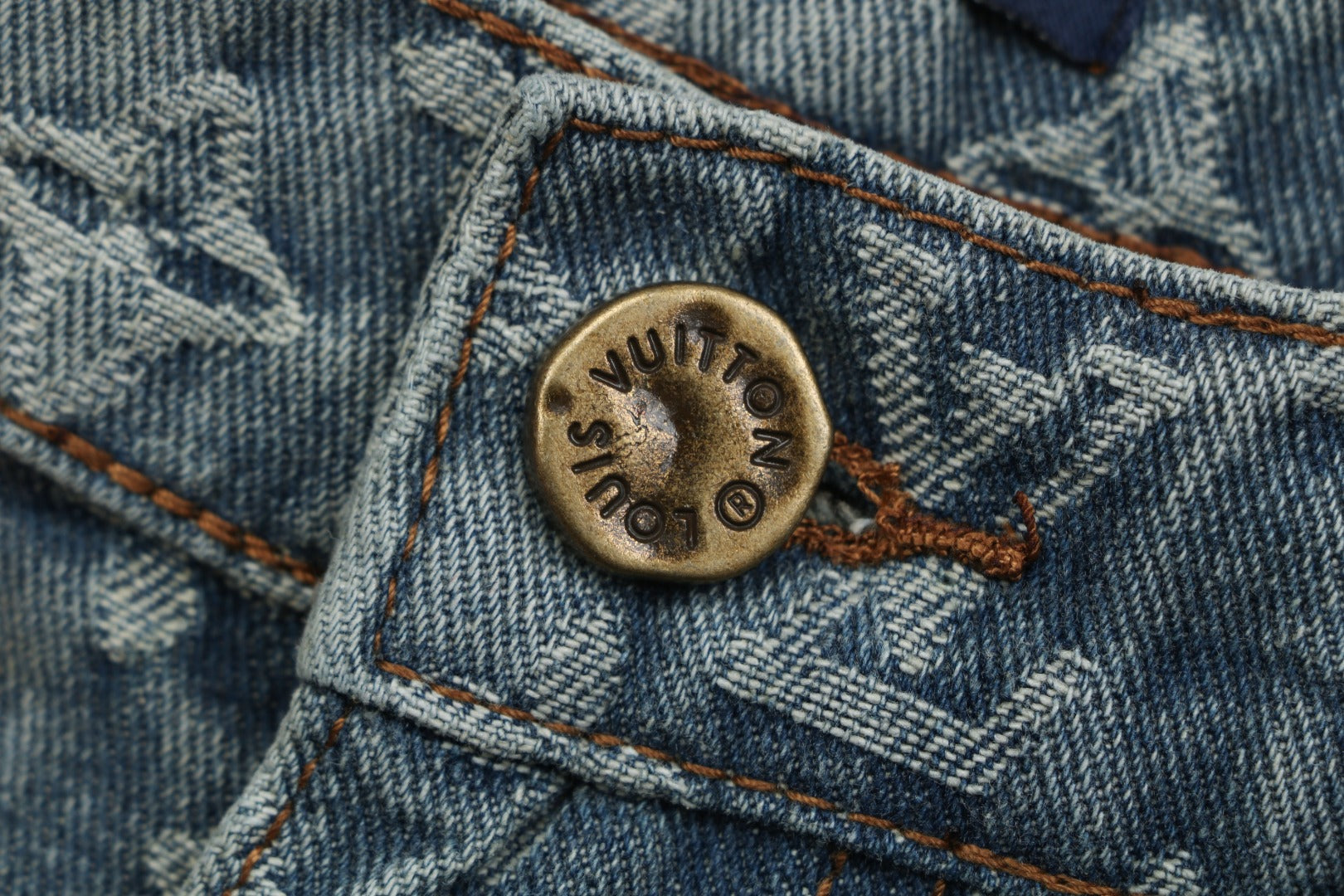 Louis Vuitton Light Blue All-Over Monogram Washed Denim Jeans