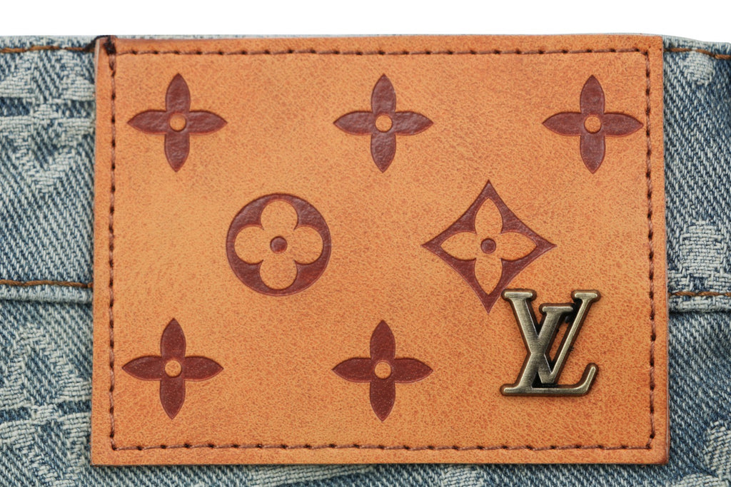 Louis Vuitton Light Blue All-Over Monogram Washed Denim Jeans