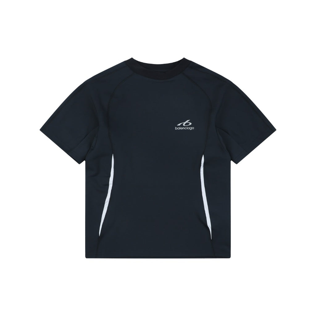 Balenciaga Side Stripe Reflective Logo Quick-Dry Short Sleeve T-Shirt Black