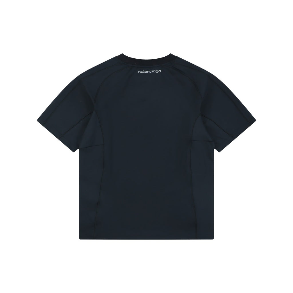 Balenciaga Side Stripe Reflective Logo Quick-Dry Short Sleeve T-Shirt Black