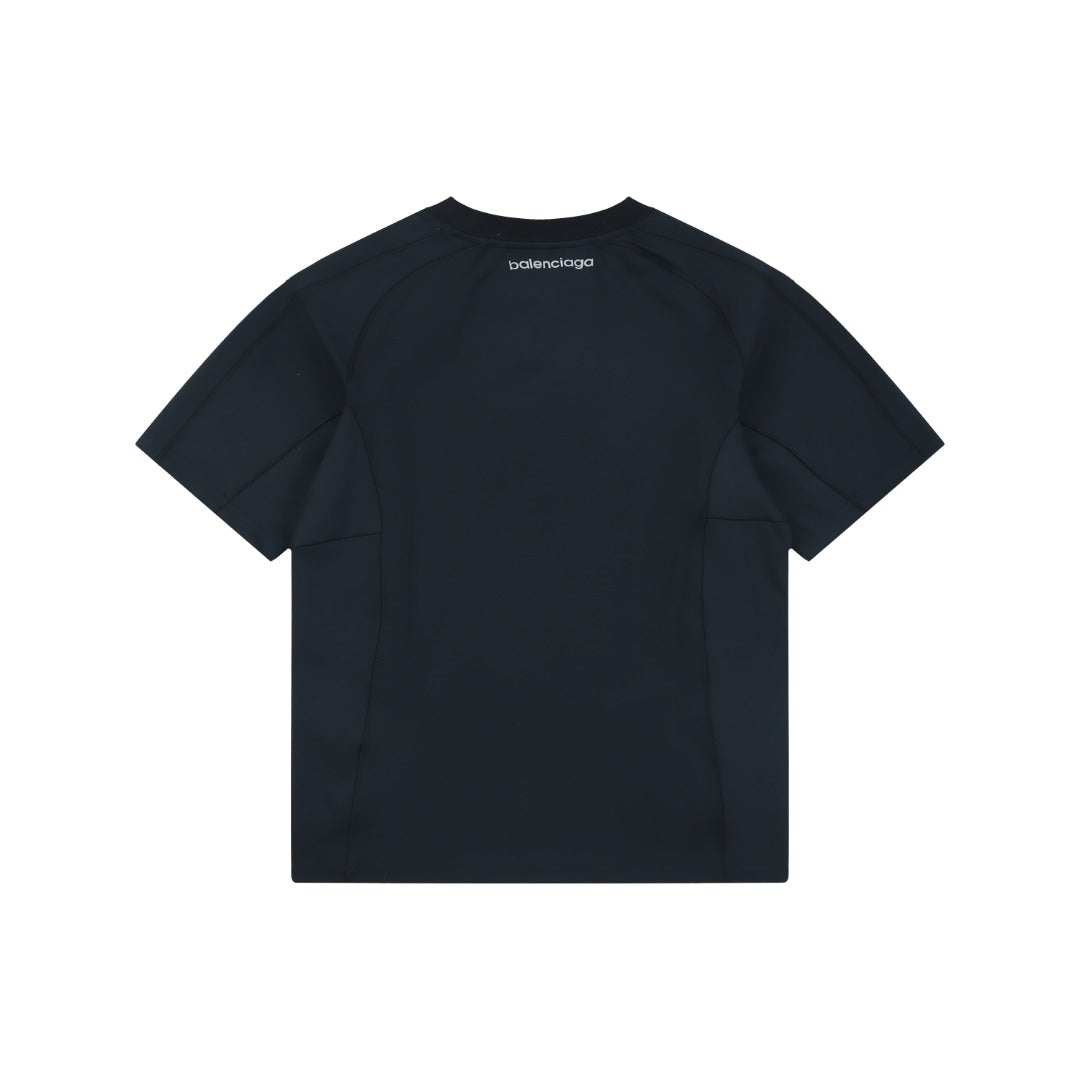 Balenciaga Side Stripe Reflective Logo Quick-Dry Short Sleeve T-Shirt Black