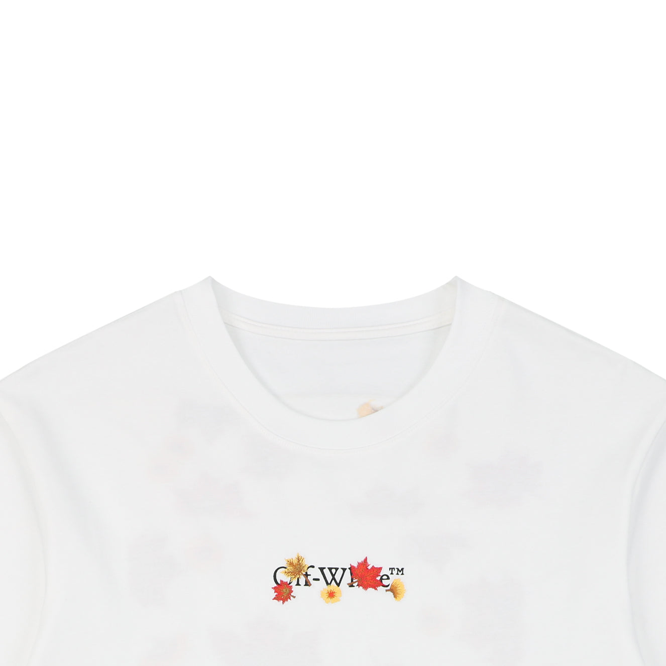 Off-White c/o Virgil Abloh Maple Leaf Floral Arrow Embroidered Short Sleeve T-Shirt White
