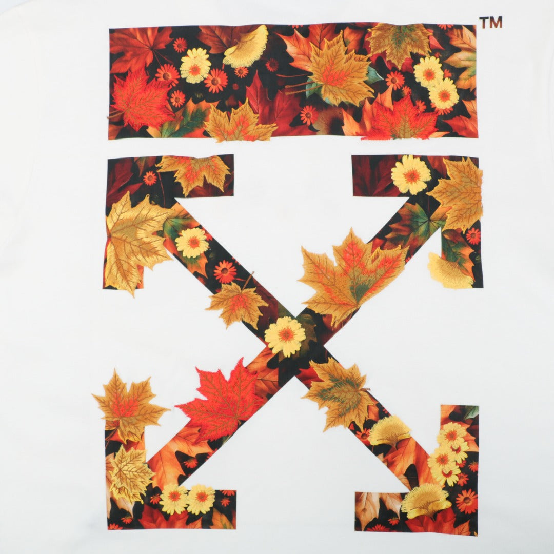 Off-White c/o Virgil Abloh Maple Leaf Floral Arrow Embroidered Short Sleeve T-Shirt White