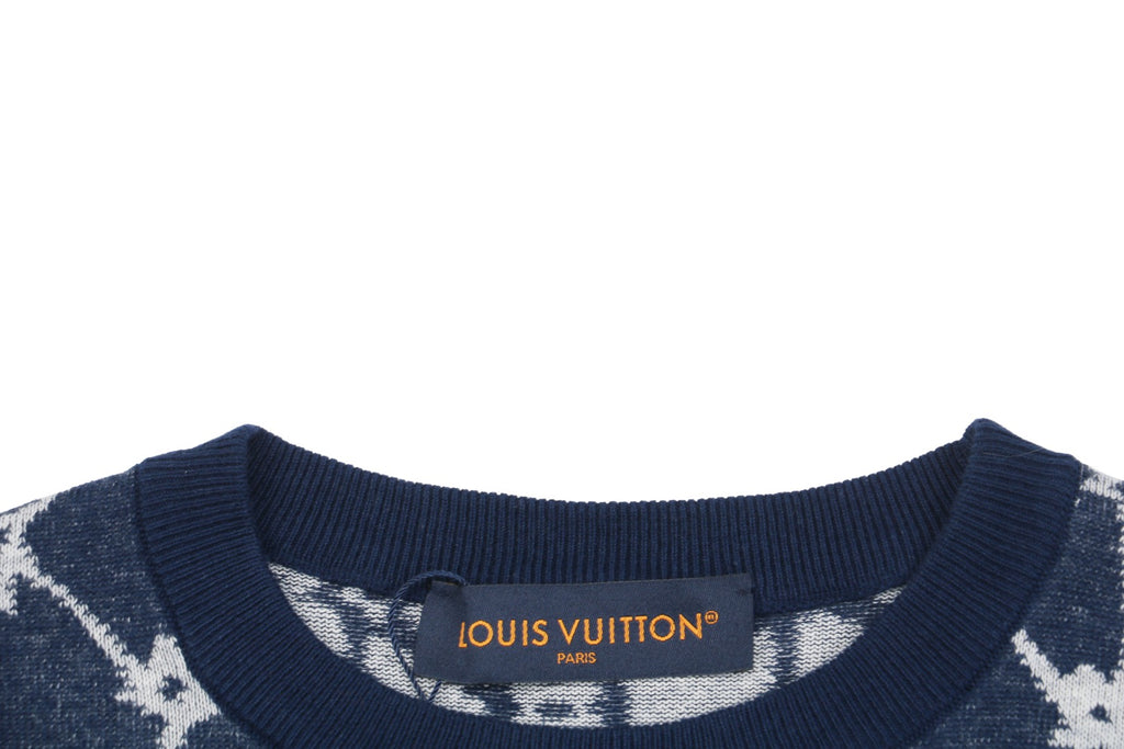 Louis Vuitton 24SS LV Monogram Net Jacquard Short Sleeve T-Shirt Navy
