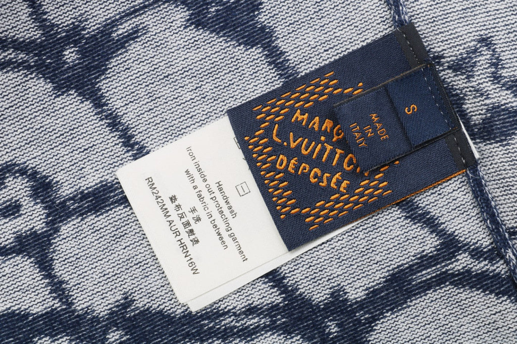 Louis Vuitton 24SS LV Monogram Net Jacquard Short Sleeve T-Shirt Navy