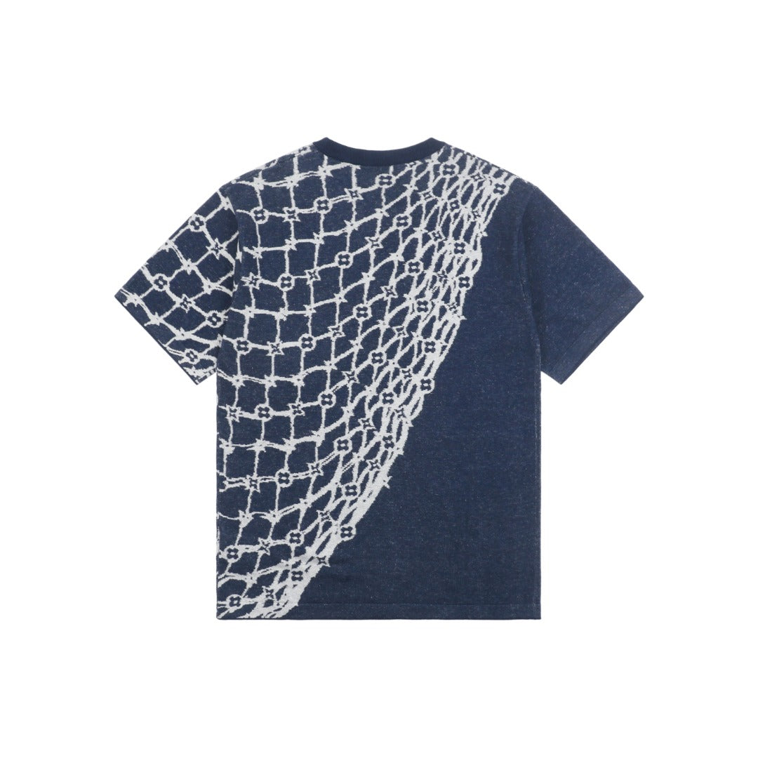 Louis Vuitton 24SS LV Monogram Net Jacquard Short Sleeve T-Shirt Navy