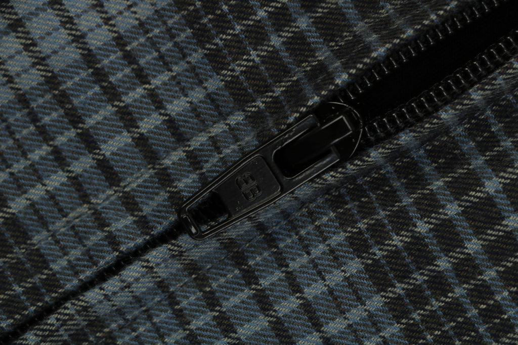 Balenciaga Paris Blue Grey Plaid Padded Overshirt Jacket