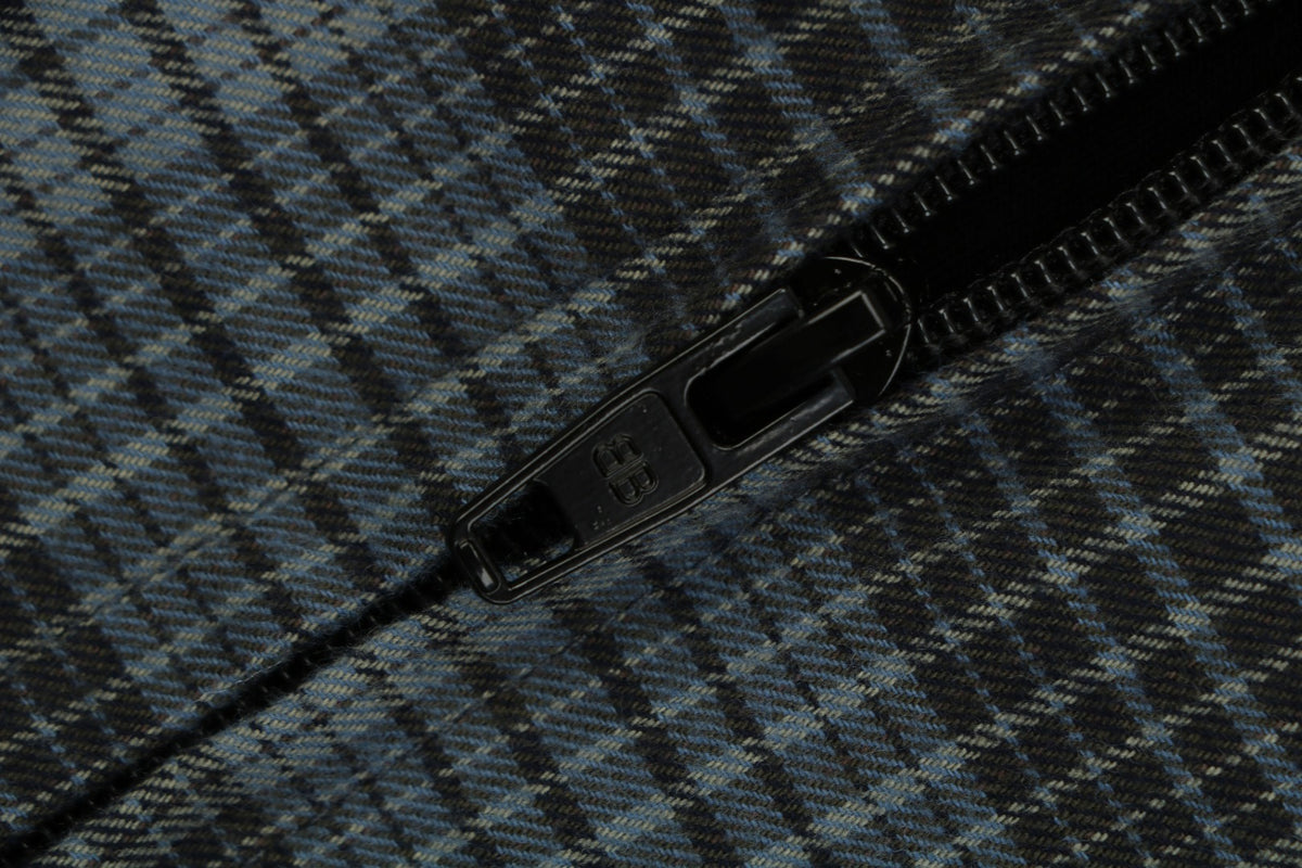 Balenciaga Paris Blue Grey Plaid Padded Overshirt Jacket