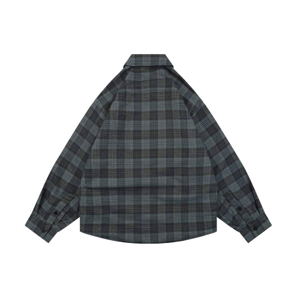 Balenciaga Paris Blue Grey Plaid Padded Overshirt Jacket
