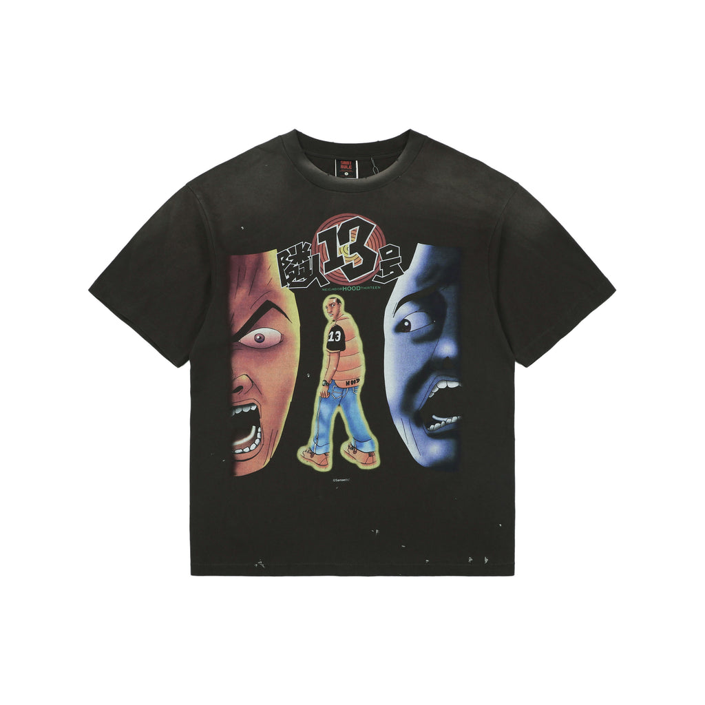 Saint Michael Neighbor No.13 Graphic Print Short Sleeve T-Shirt Black