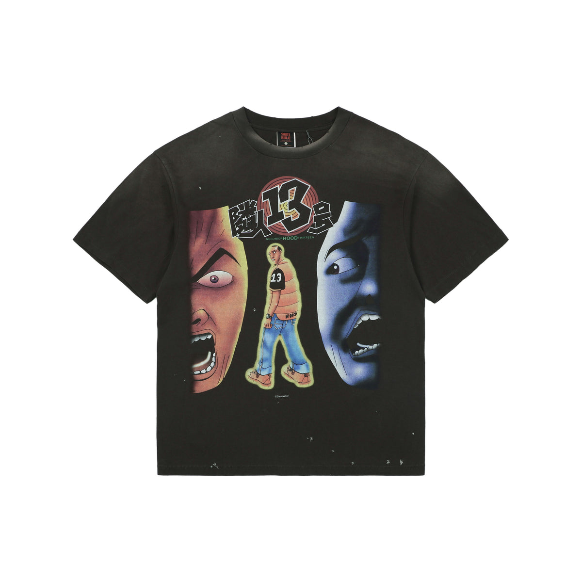 Saint Michael Neighbor No.13 Graphic Print Short Sleeve T-Shirt Black