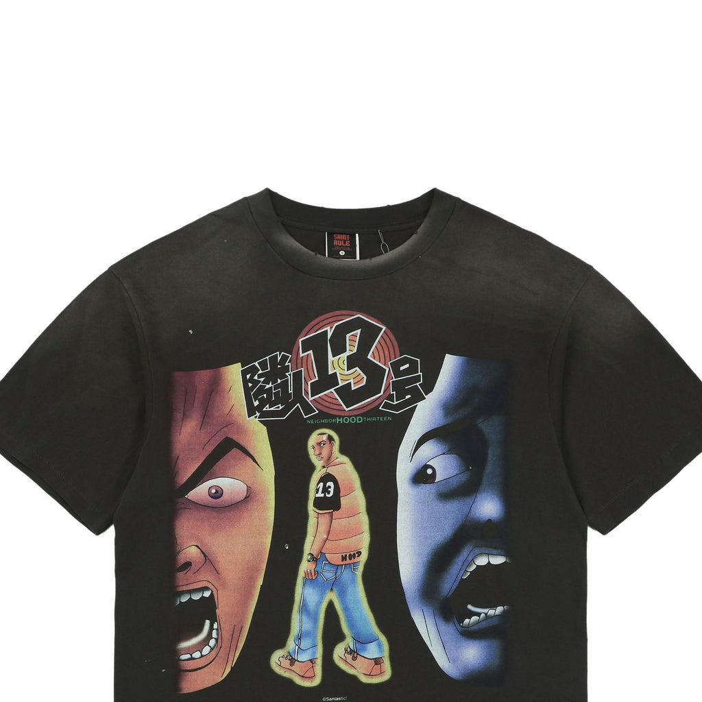 Saint Michael Neighbor No.13 Graphic Print Short Sleeve T-Shirt Black