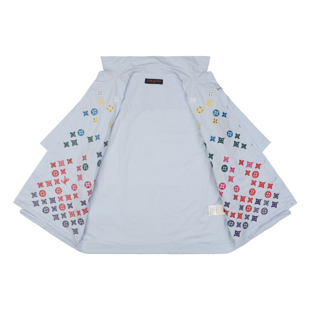 Louis Vuitton 25SS LV Monogram Cutout Embroidered Short Sleeve Shirt Light Blue