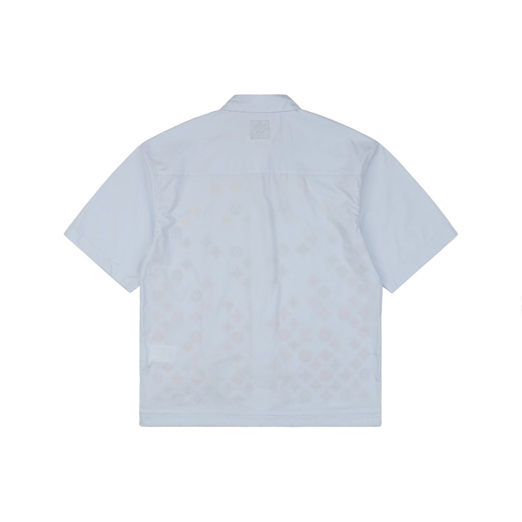 Louis Vuitton 25SS LV Monogram Cutout Embroidered Short Sleeve Shirt Light Blue