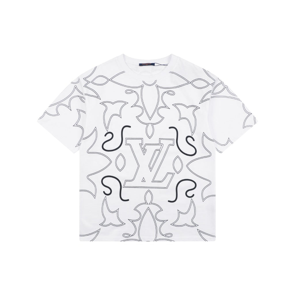 Louis Vuitton Monogram Sketch Line Art Allover Print Short Sleeve Tee