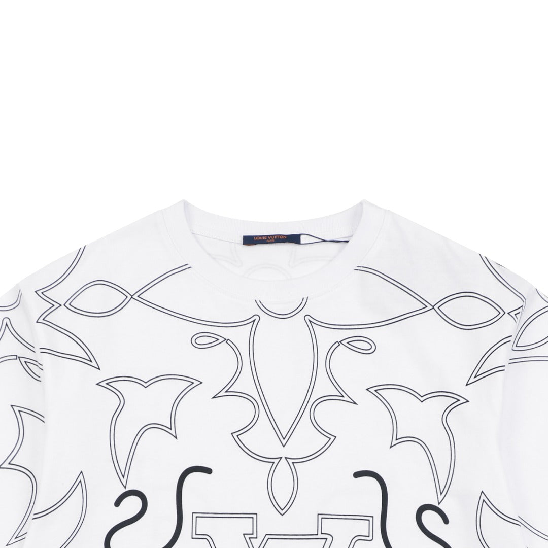 Louis Vuitton Monogram Sketch Line Art Allover Print Short Sleeve Tee