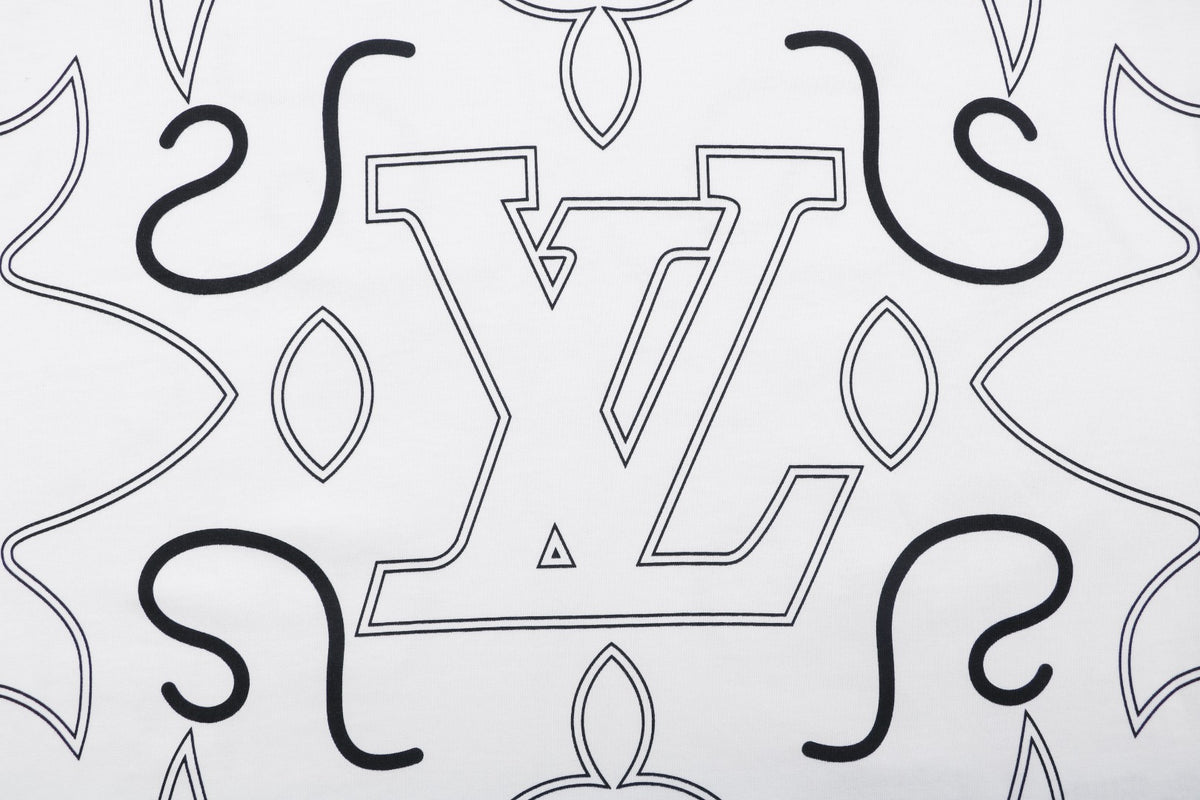 Louis Vuitton Monogram Sketch Line Art Allover Print Short Sleeve Tee