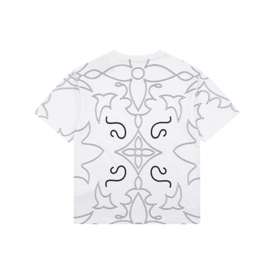Louis Vuitton Monogram Sketch Line Art Allover Print Short Sleeve Tee